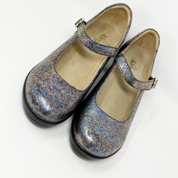 Alegria Womens Multi-speckled Leather Buckle Mary Jane Shoe Size 9 US 39 EU - Picture 4 of 11